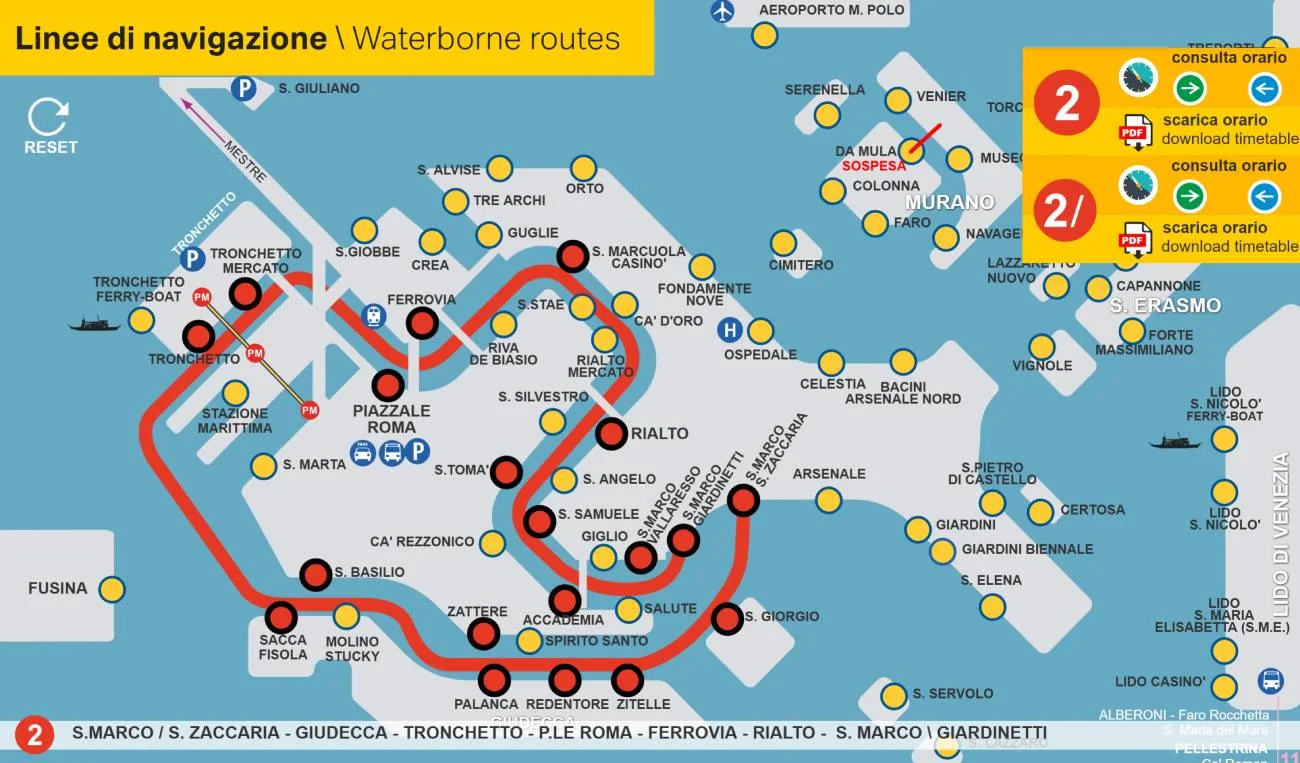 Line 2 Vaporetto Map Route